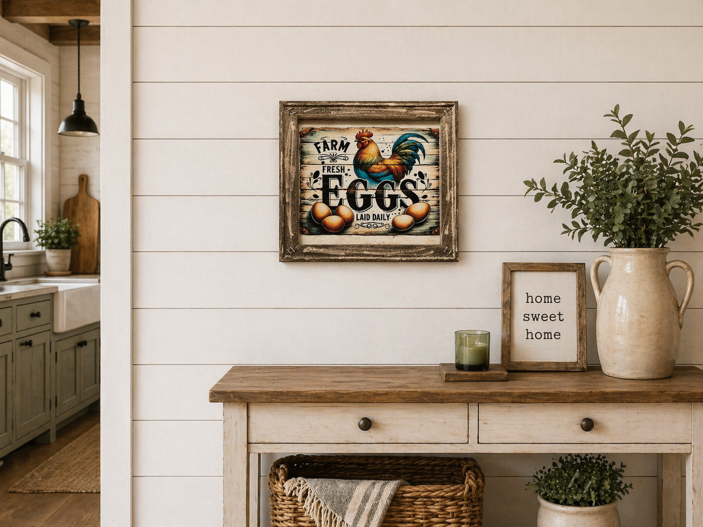 Wooden Sign - FARM FRESH EGGS Print