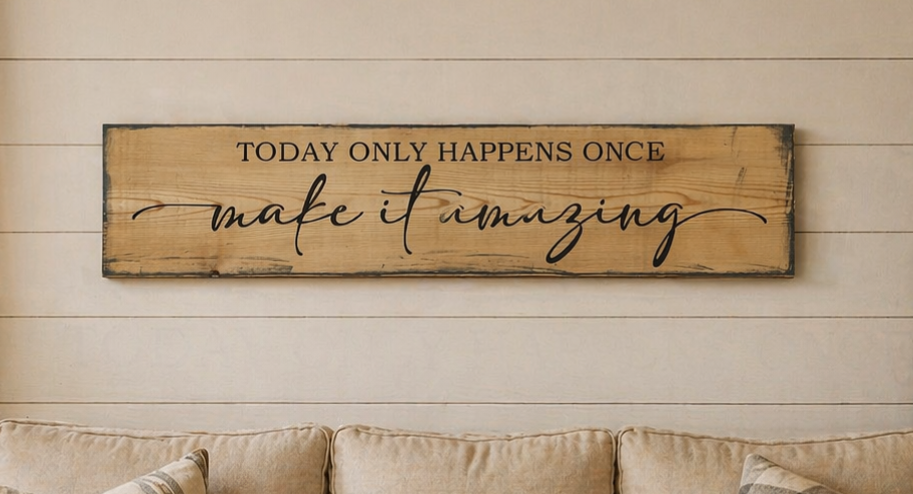Wooden Sign - Today Only Happens Once, Make It Amazing