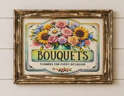 Wooden Sign - Bouquet Print