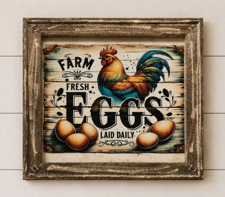 Wooden Sign - FARM FRESH EGGS Print